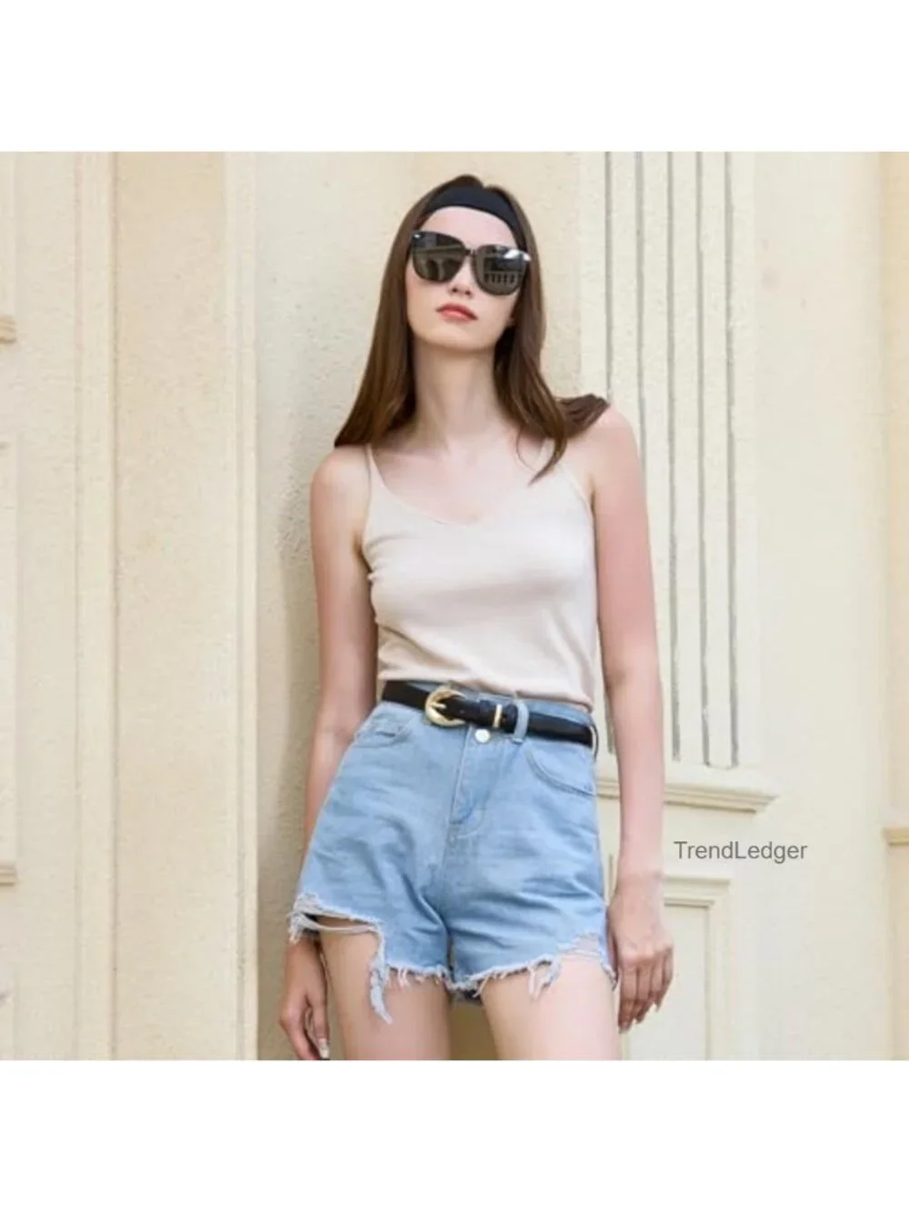Women's Faux Leather Skinny Belt with Gold Buckle for Jeans Dresses Pants